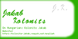 jakab kolonits business card